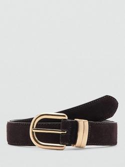Mango Corina Suede Belt, Dark Brown, Dark Brown