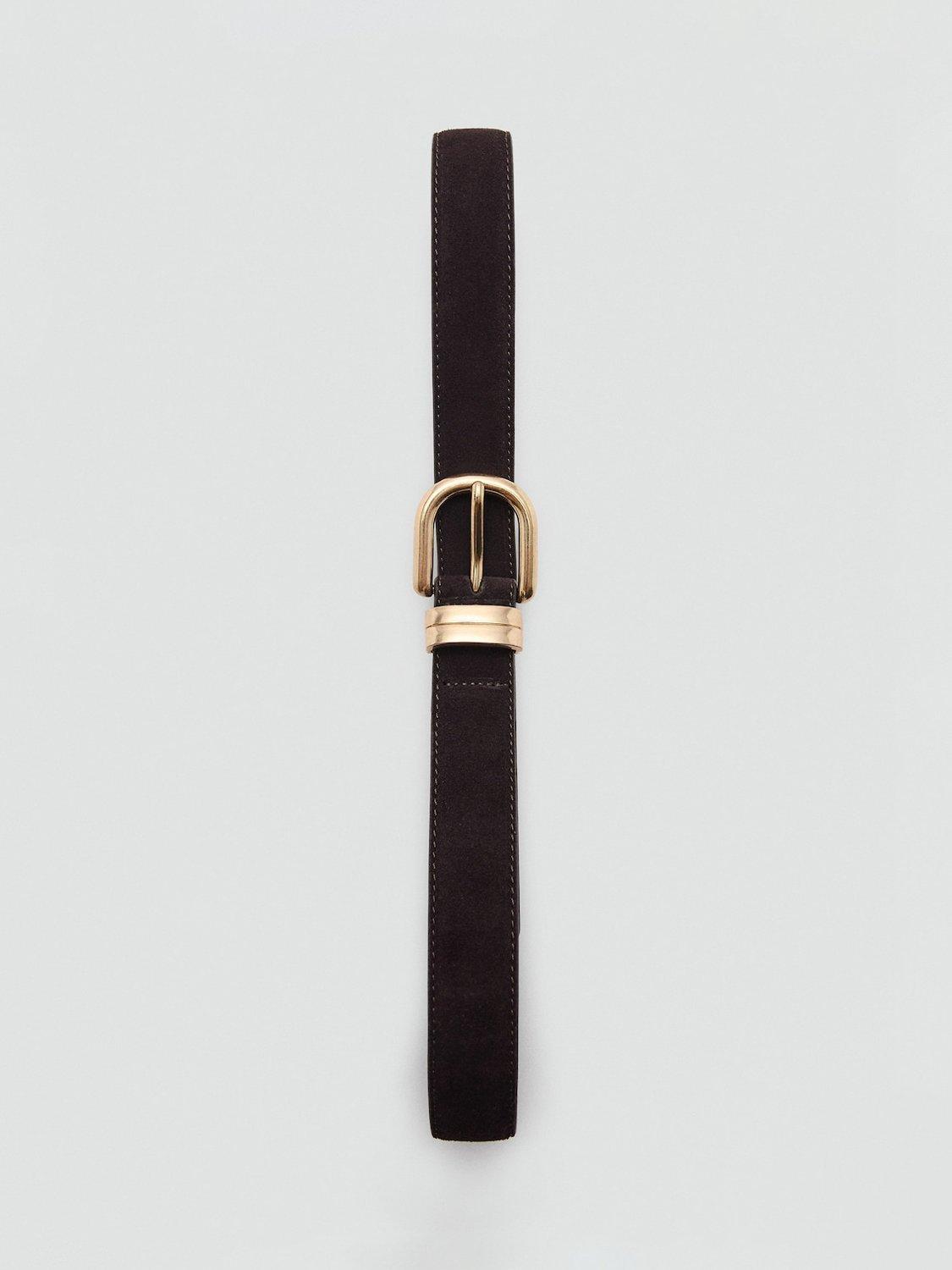 Product image 3 of 3, which shows Mango Corina Suede Belt, Dark Brown, L