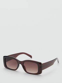 Mango Nimes Rectangular Sunglasses, Brown/Brown Gradient