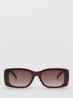 Mango Nimes Rectangular Sunglasses - view 2, Brown/Brown Gradient