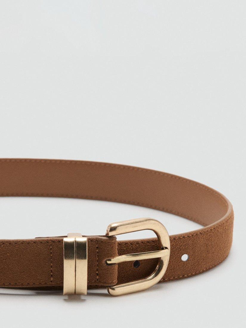 Product image 2 of 4, which shows Mango Corina Suede Belt, Brown, L