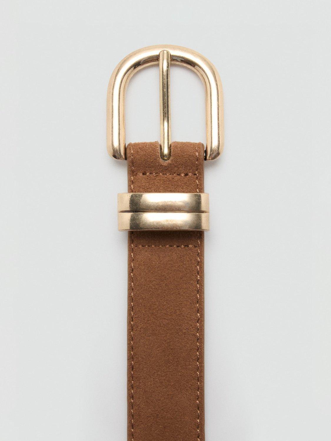 Product image 3 of 4, which shows Mango Corina Suede Belt, Brown, L