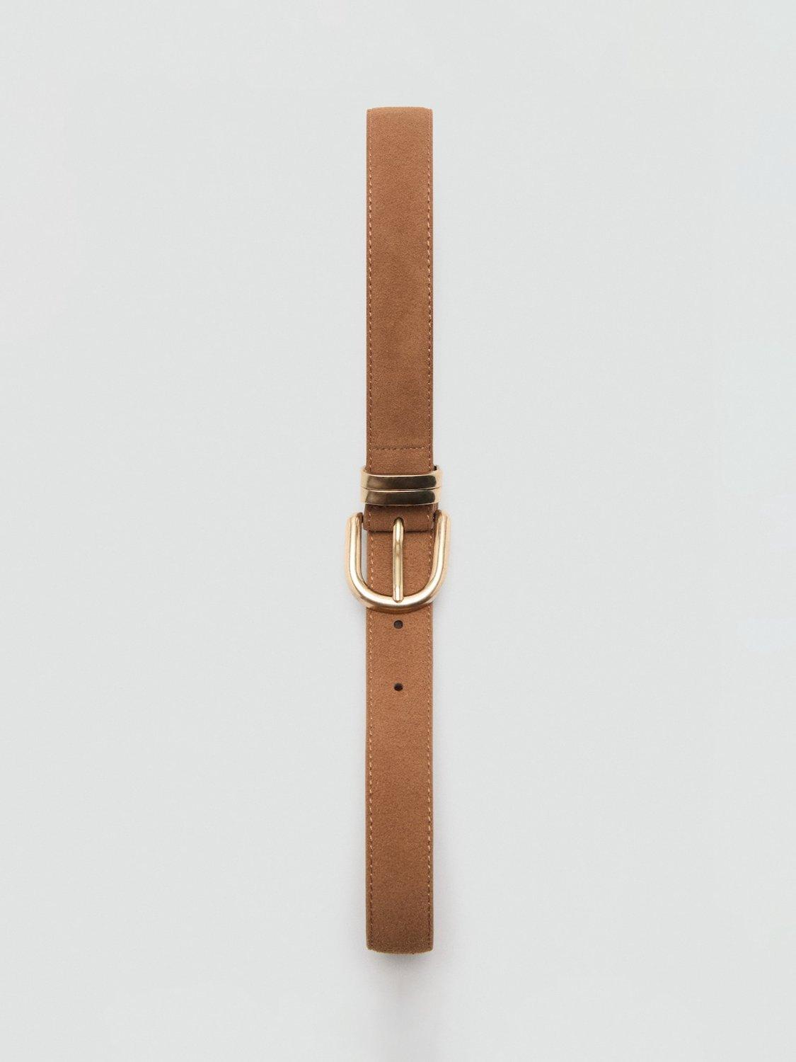 Product image 4 of 4, which shows Mango Corina Suede Belt, Brown, L