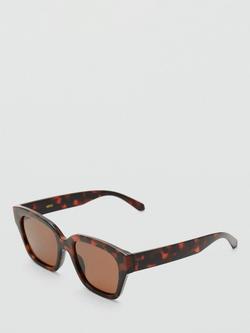 Mango Nice Square Sunglasses, Havana/Brown, Havana/Brown