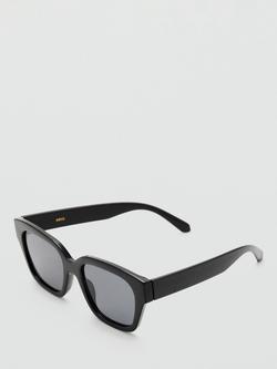 Mango Nice Square Sunglasses, Black/Grey, Black/Grey