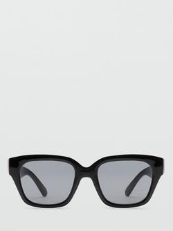 Mango Nice Square Sunglasses, Black/Grey - view 2, Black/Grey