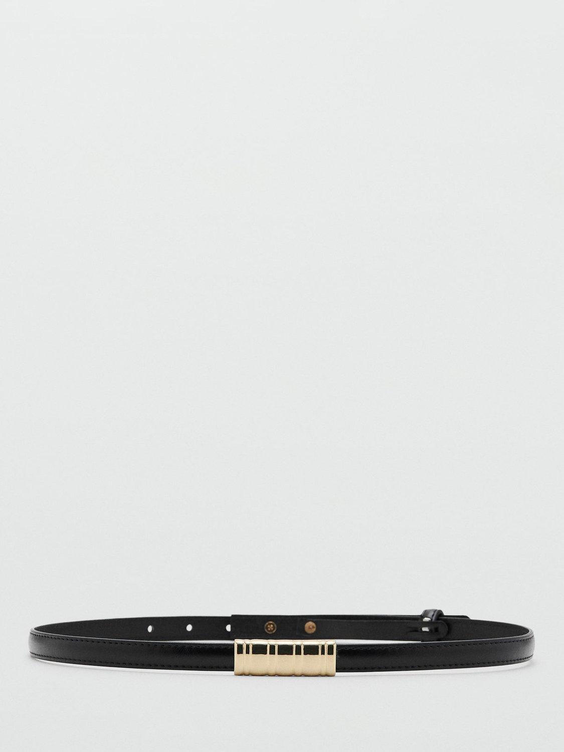 Product image 1 of 4, which shows Mango Nael Slim Belt, Black, M