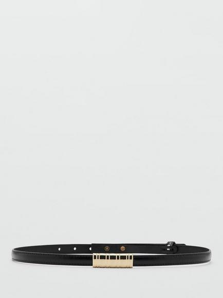 Mango Nael Slim Belt, Black, Black