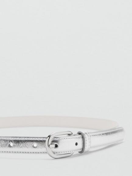 Mango Lami Belt, Silver - view 2, Silver