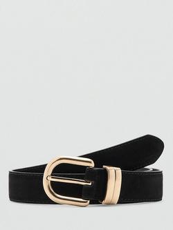 Mango Corina Suede Belt, Black, Black