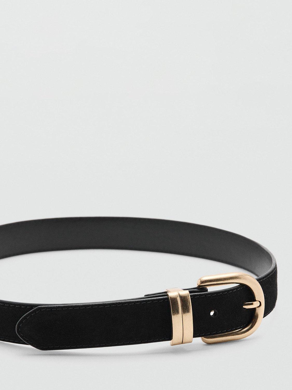Product image 2 of 4, which shows Mango Corina Suede Belt, Black, L