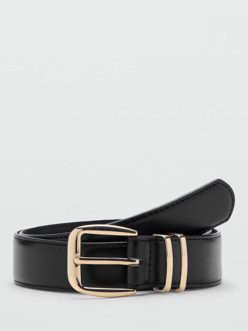Product image 1 of 4, which shows Mango Nash Faux Leather Belt, Black, L