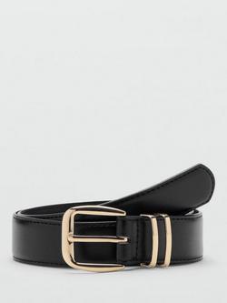 Mango Nash Faux Leather Belt, Black, Black