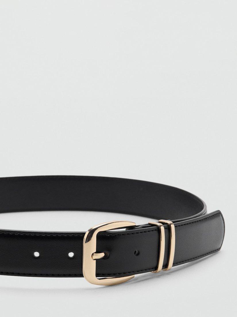 Product image 2 of 4, which shows Mango Nash Faux Leather Belt, Black, L