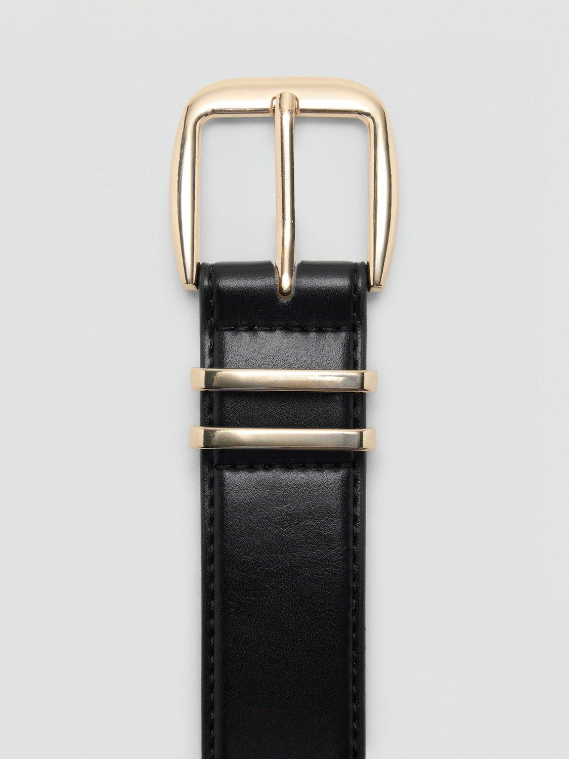 Product image 3 of 4, which shows Mango Nash Faux Leather Belt, Black, L