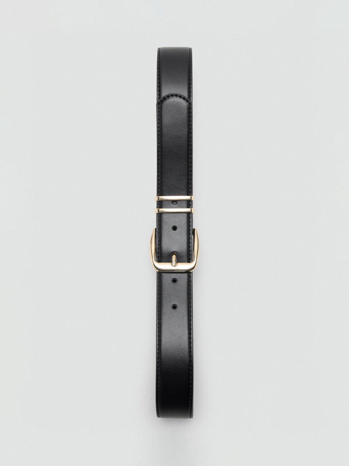 Product image 4 of 4, which shows Mango Nash Faux Leather Belt, Black, L