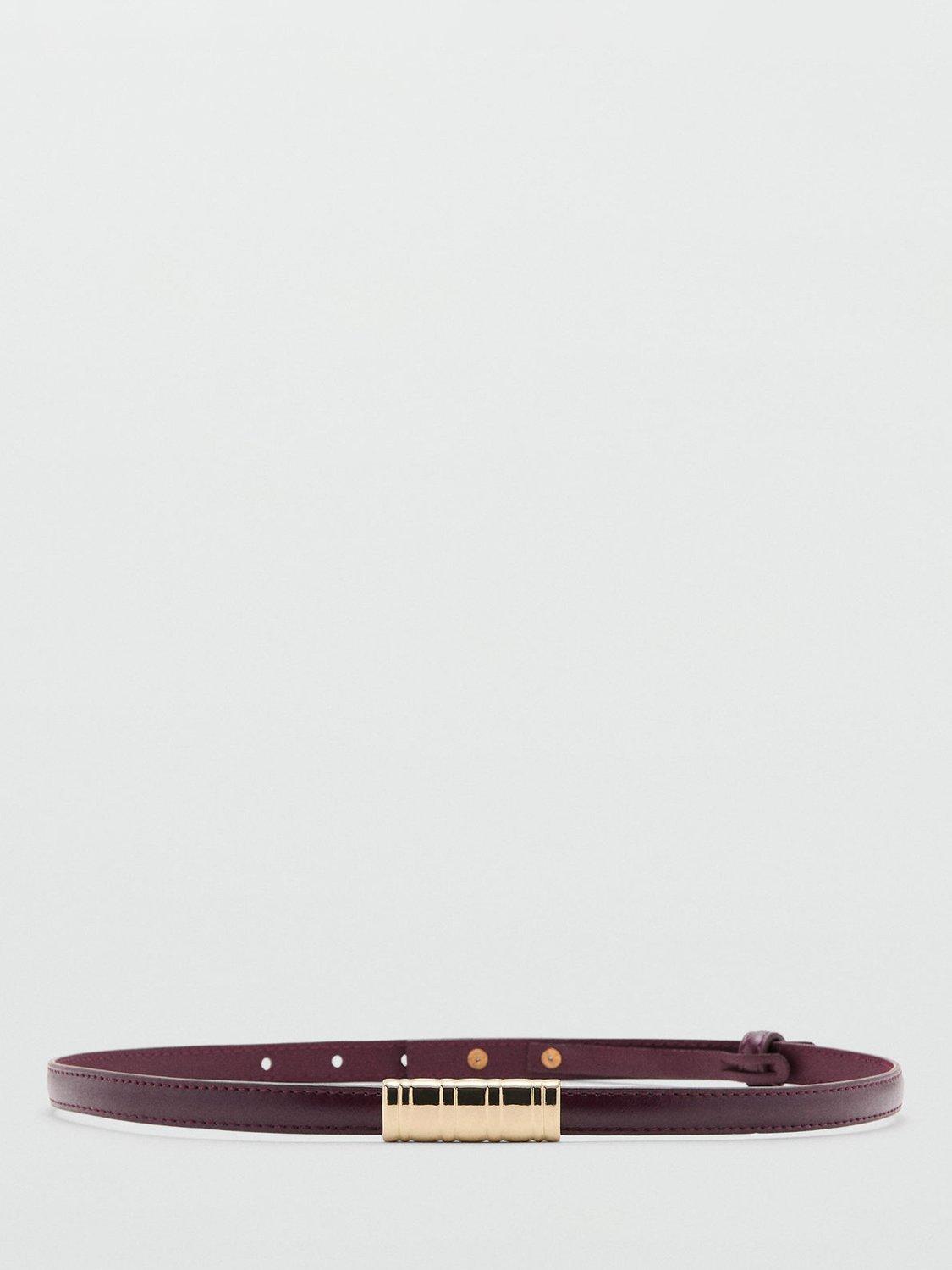 Product image 1 of 4, which shows Mango Nael Slim Belt, Dark Red, M
