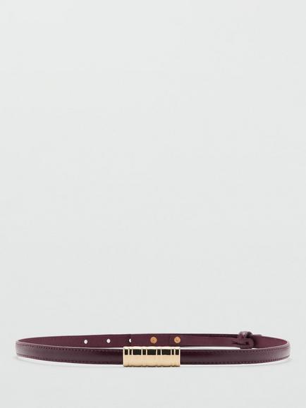 Mango Nael Slim Belt, Dark Red, Dark Red