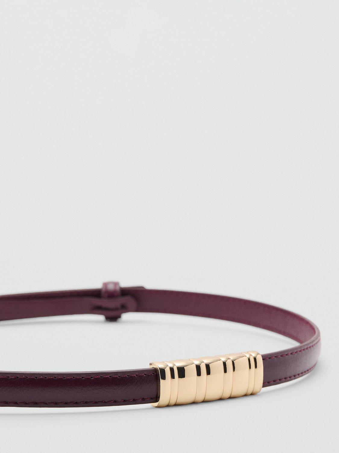 Product image 2 of 4, which shows Mango Nael Slim Belt, Dark Red, M