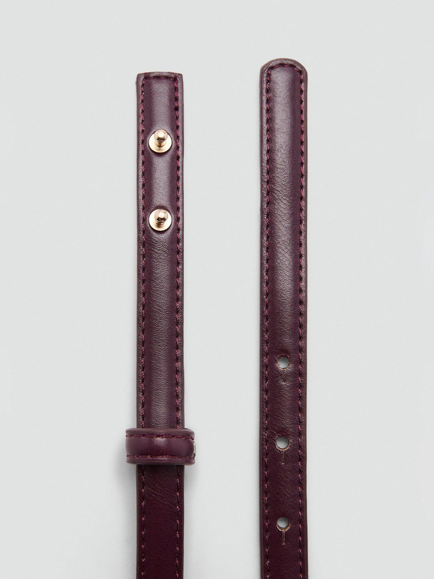 Product image 3 of 4, which shows Mango Nael Slim Belt, Dark Red, M