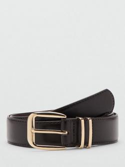 Mango Nash Faux Leather Belt, Dark Brown, Dark Brown