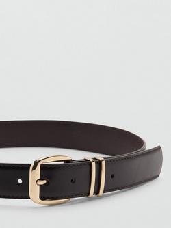 Mango Nash Faux Leather Belt, Dark Brown - view 2, Dark Brown
