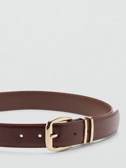 Mango Nash Faux Leather Belt, Brown - view 2, Brown