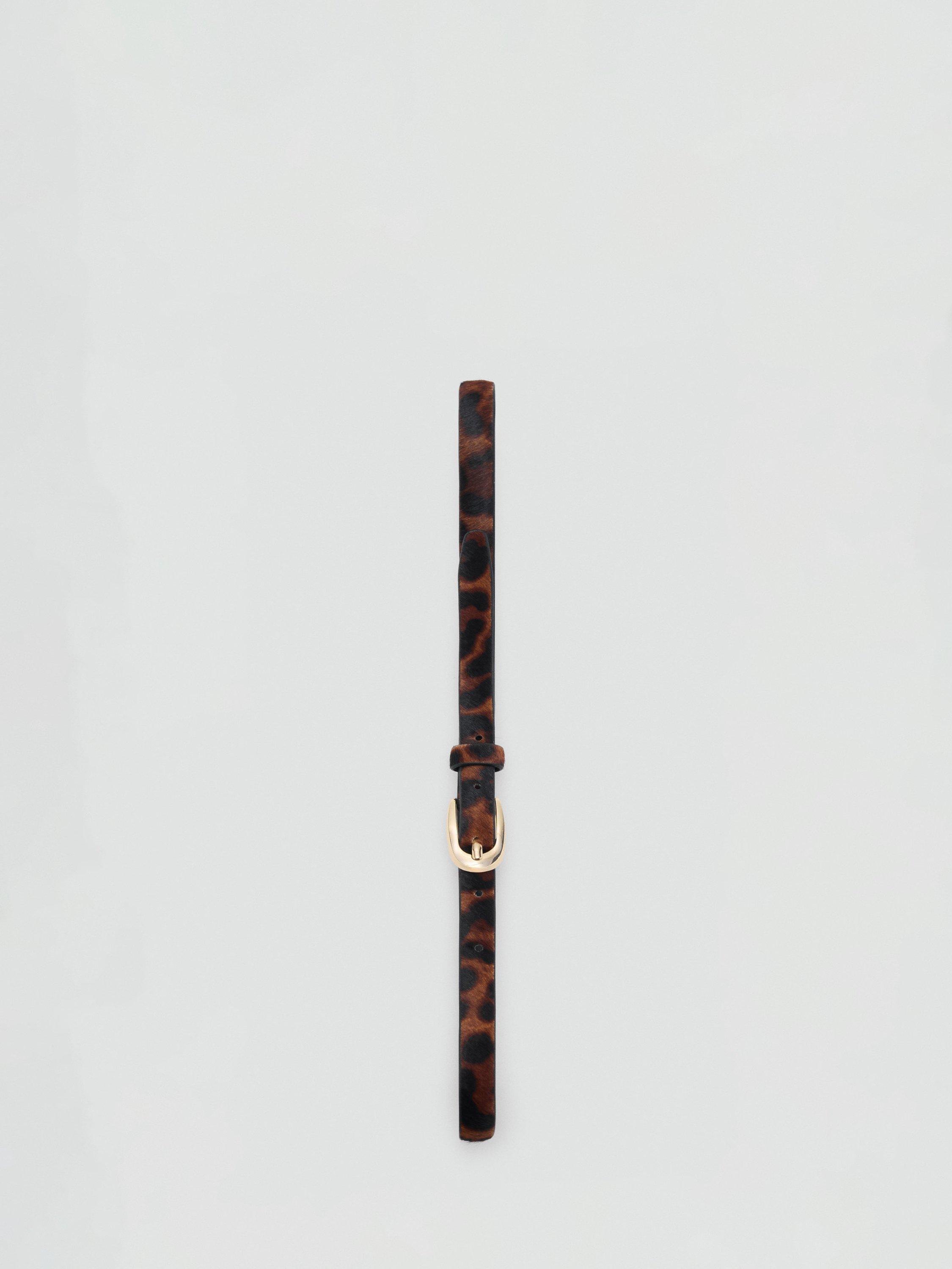 Product image 4 of 4, which shows Mango Nestor Leopard Print Leather Belt, Brown, L