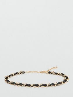 Mango Nilo Link Chain Belt, Gold/Black, Gold