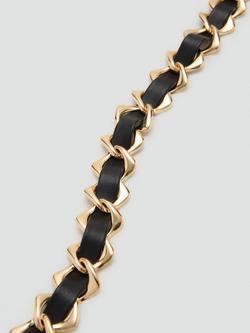 Mango Nilo Link Chain Belt, Gold/Black - view 2, Gold