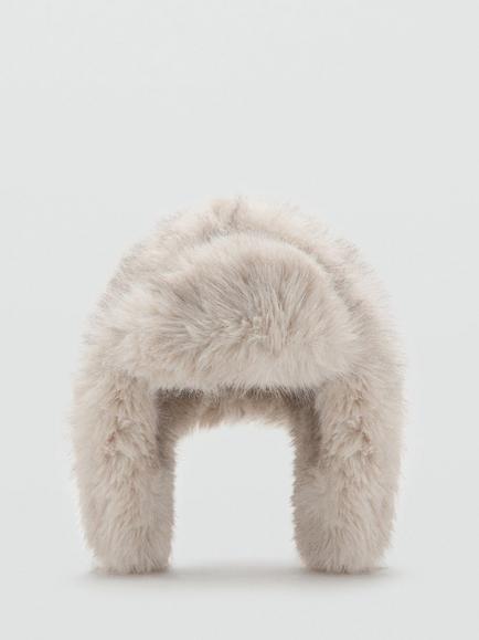 Mango Amelia Faux Fur Hat, Light Beige, Light Beige