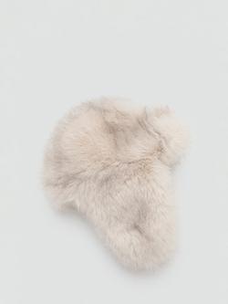 Mango Amelia Faux Fur Hat, Light Beige - view 2, Light Beige