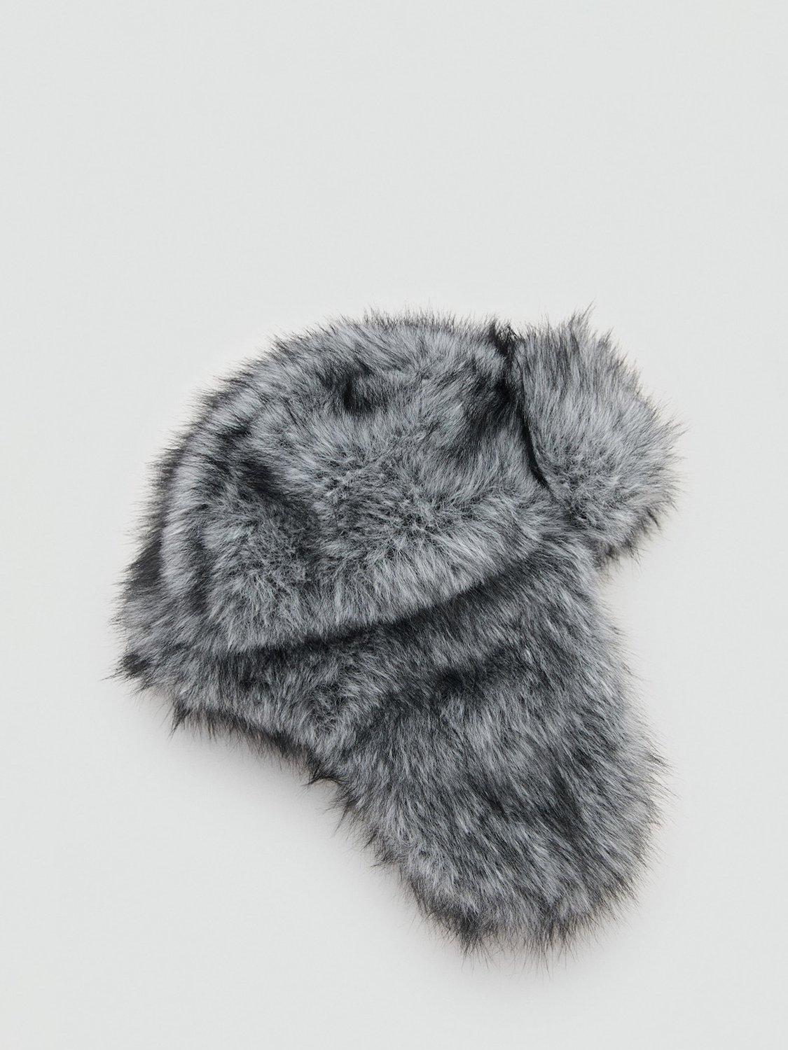 Product image 2 of 3, which shows Mango Amelia Faux Fur Hat, Grey, One Size