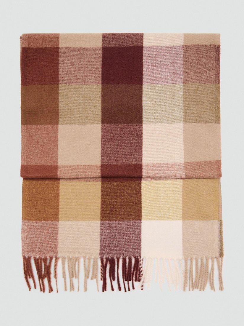 Product image 1 of 2, which shows Mango Amarilis Check Scarf, Brown, One Size