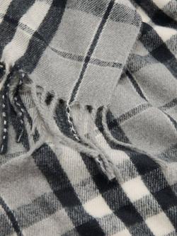 Mango Erica Check Scarf, Grey - view 2, Grey