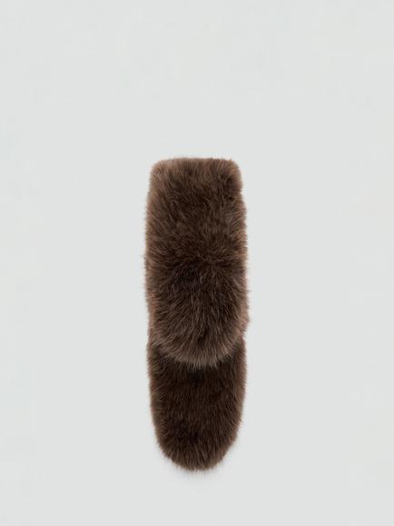 Mango Fluffy Scarf, Dark Brown, Dark Brown