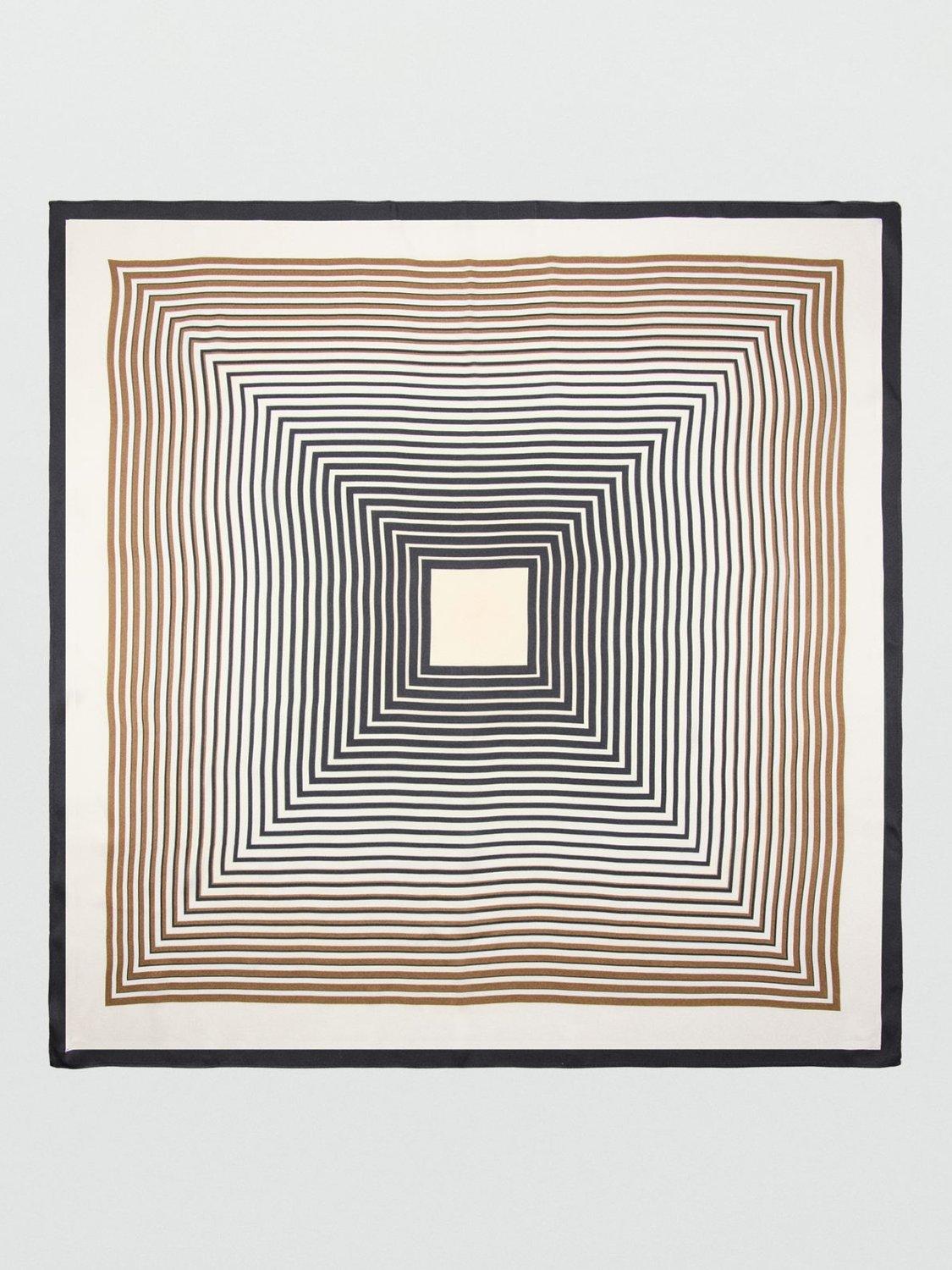 Product image 1 of 3, which shows Mango Geometric Print Square Scarf, Light Beige, One Size