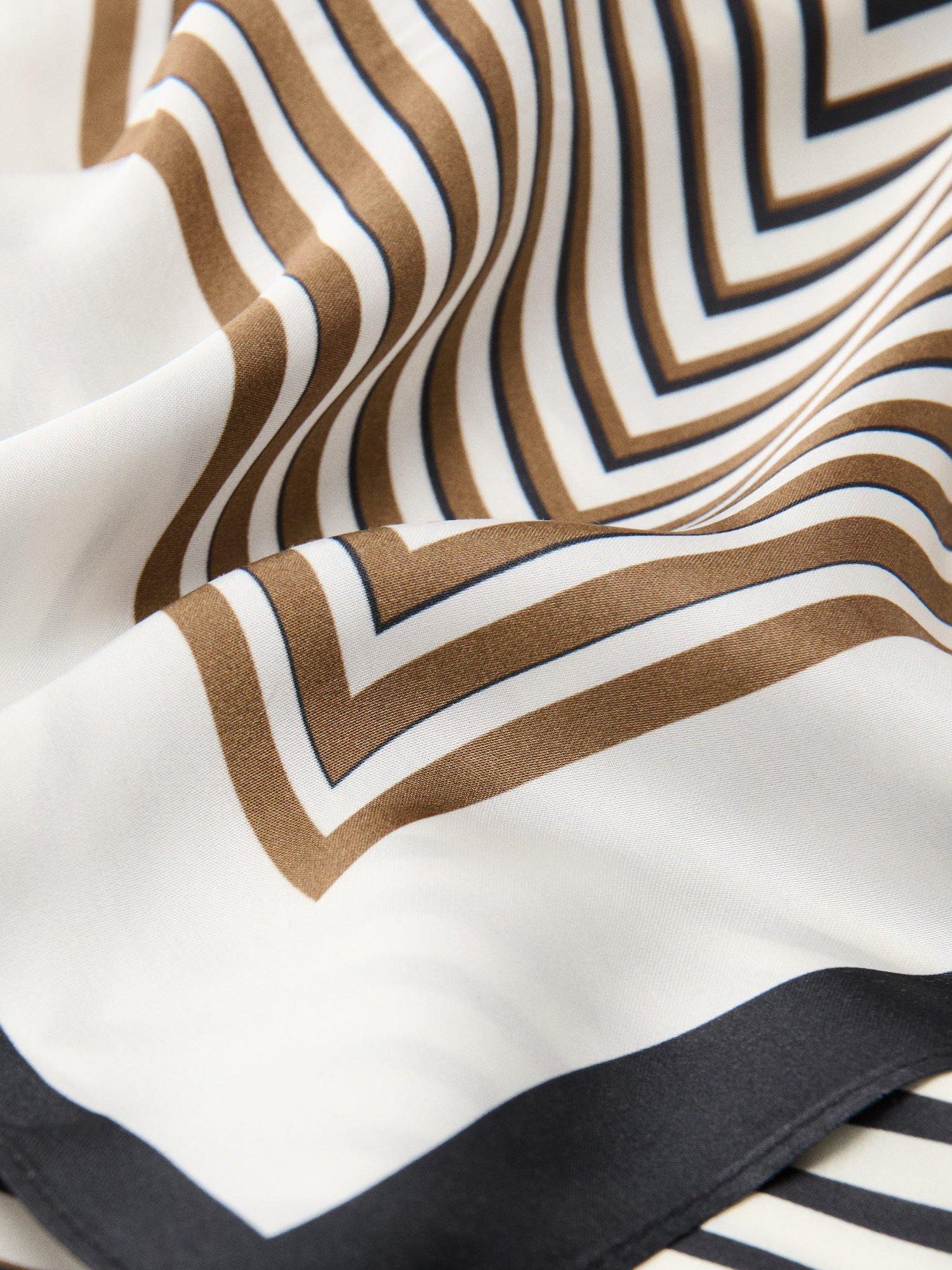 Product image 2 of 3, which shows Mango Geometric Print Square Scarf, Light Beige, One Size