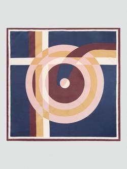 Mango Nantes Geometric Square Scarf, Navy, Navy