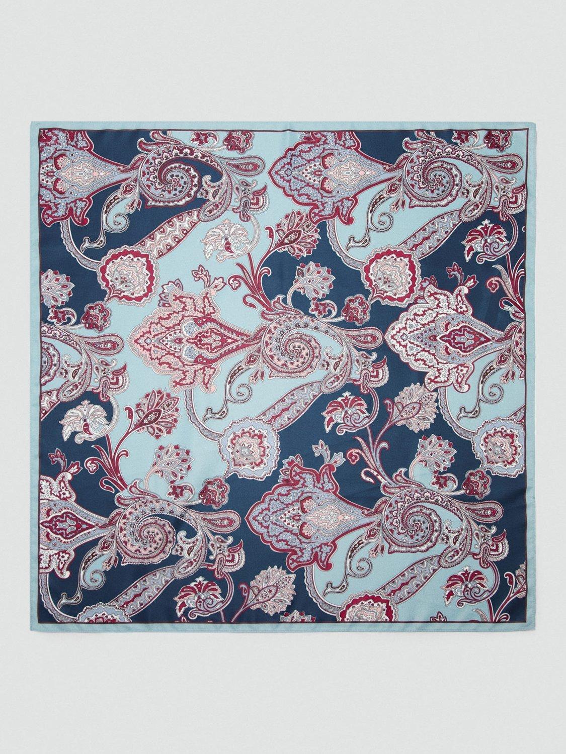 Product image 1 of 3, which shows Mango Napoles Paisley Square Scarf, Blue, One Size