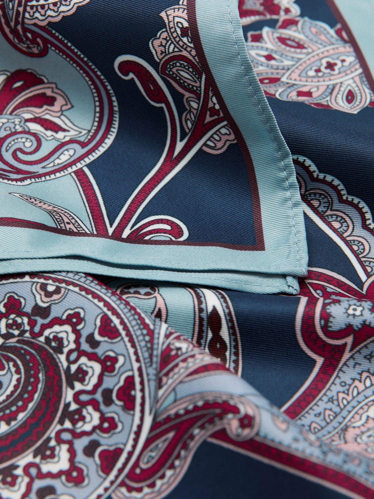 Product image 2 of 3, which shows Mango Napoles Paisley Square Scarf, Blue, One Size