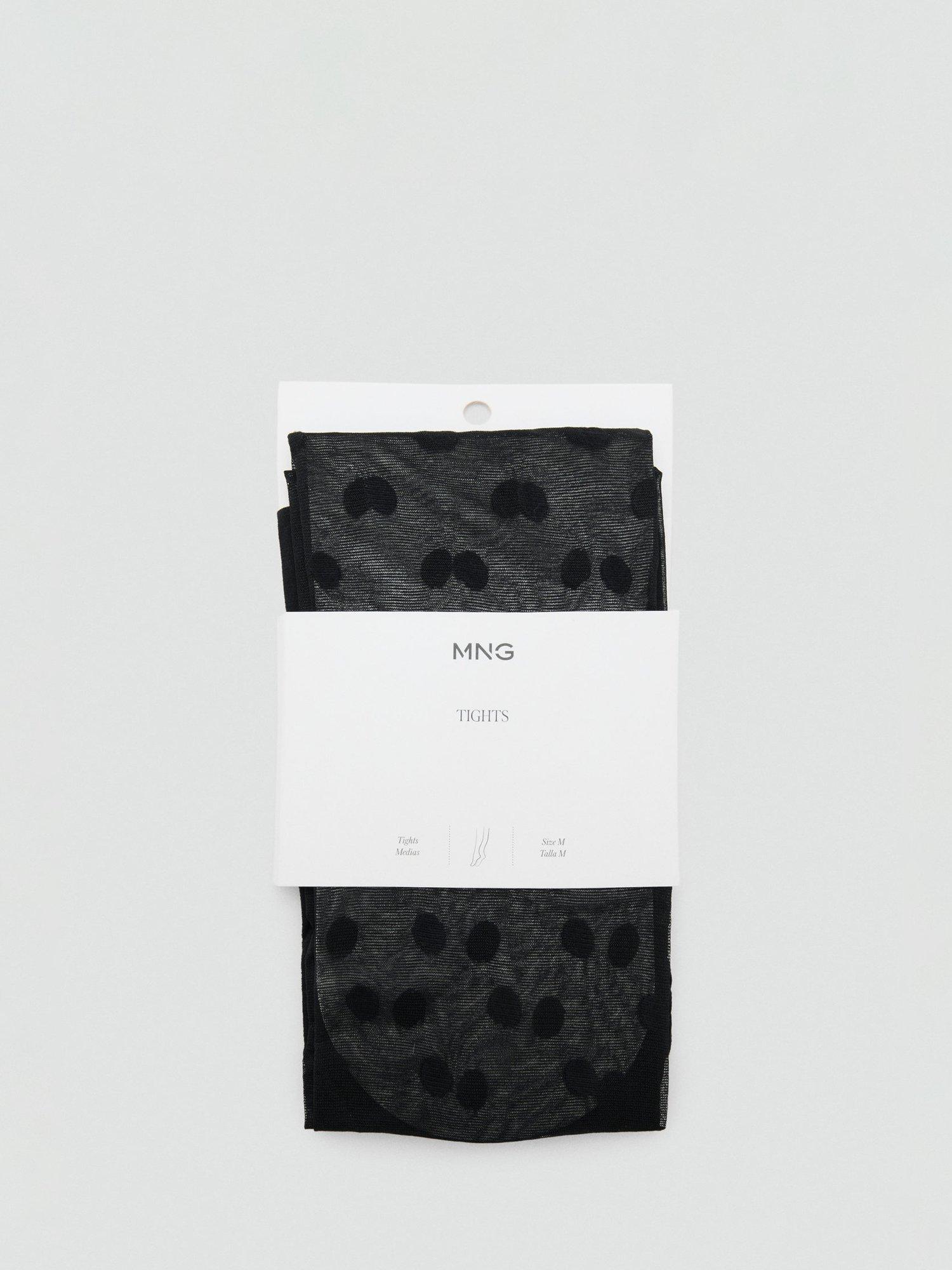 Product image 1 of 3, which shows Mango Polka Dot Tights, Black, L