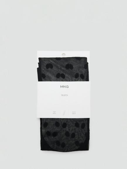Mango Polka Dot Tights, Black, Black
