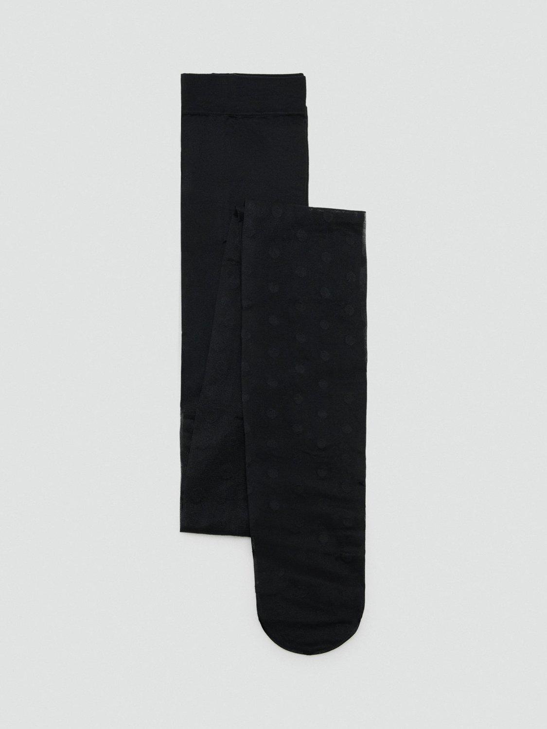 Product image 2 of 3, which shows Mango Polka Dot Tights, Black, L