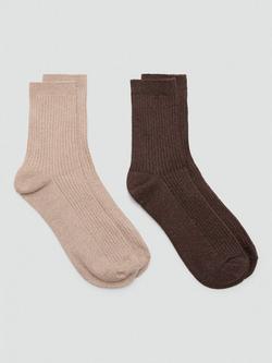 Mango Lucia Ankle Socks, Pack of 2, Light Beige