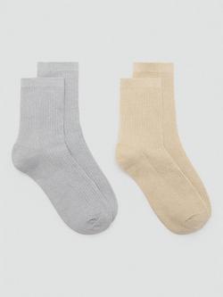 Mango Lucia Ankle Socks, Pack of 2, Grey