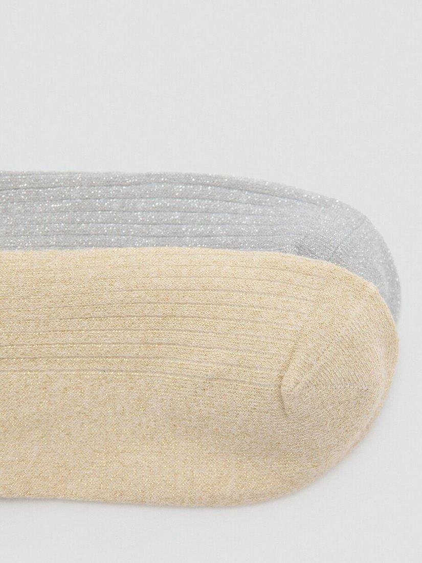 Product image 4 of 4, which shows Mango Lucia Ankle Socks, Pack of 2, Grey, One Size