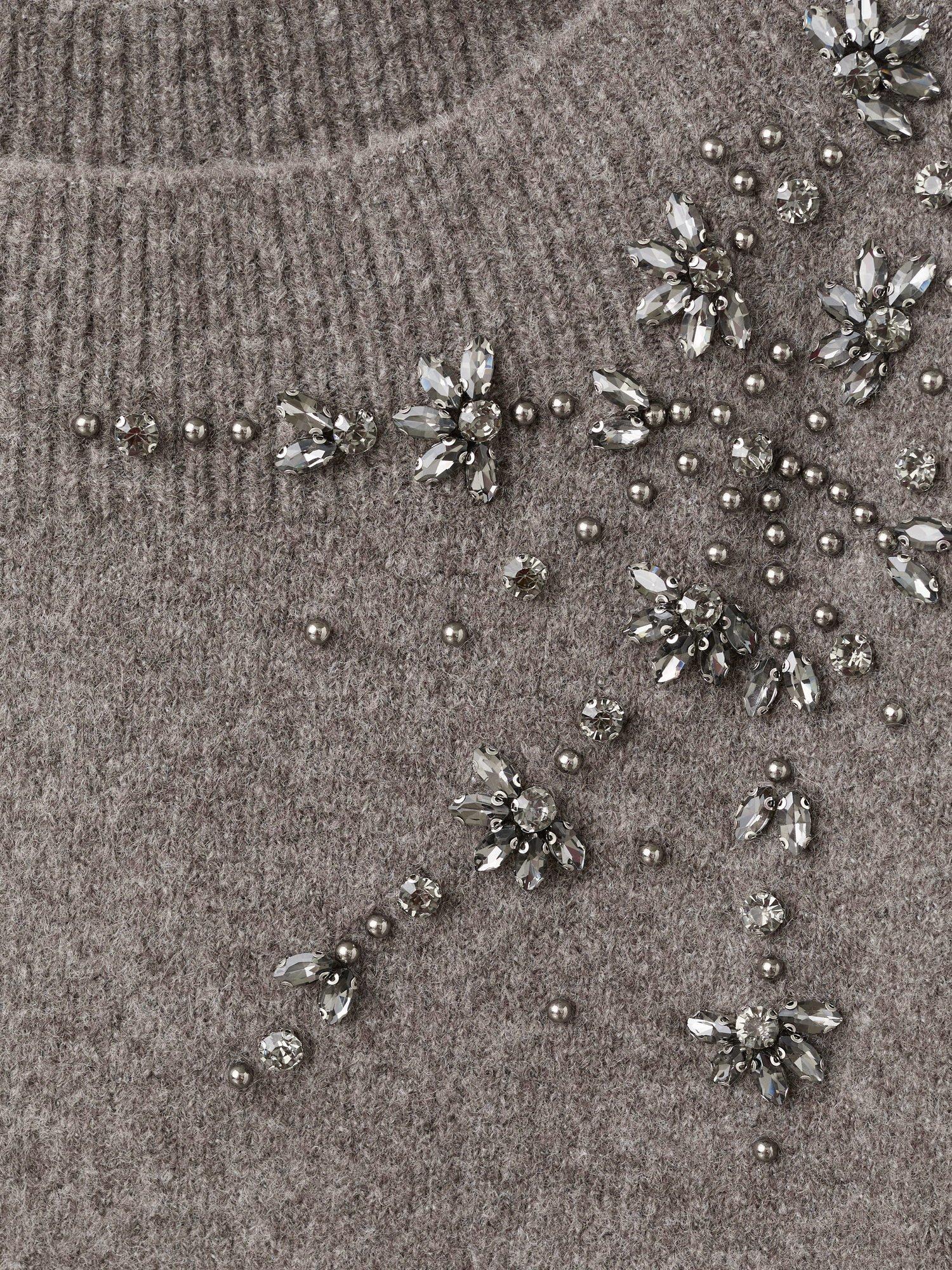 Product image 7 of 7, which shows Mango Garra Boat Neck Embellished Jumper, Brown, XL