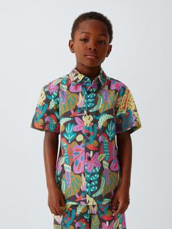 John Lewis Kids' Summer Parrot Short Sleeve Shirt, Multi, Multi