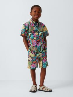 John Lewis Kids' Summer Parrot Short Sleeve Shirt, Multi - view 2, Multi